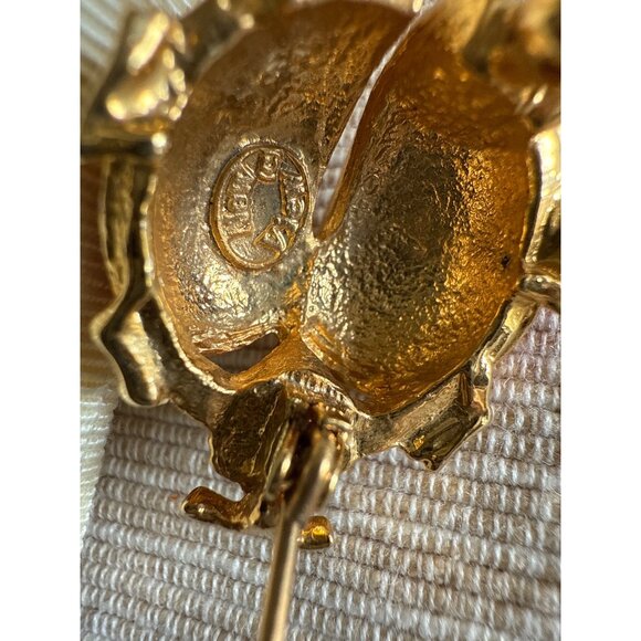 Vintage New View Gold-Tone & Red Enamel Ladybug Brooch With Rhinestone Accents - Picture 10 of 12